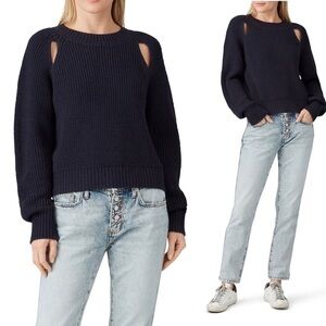 VOX LUX Navy Slash Shoulder Sweater